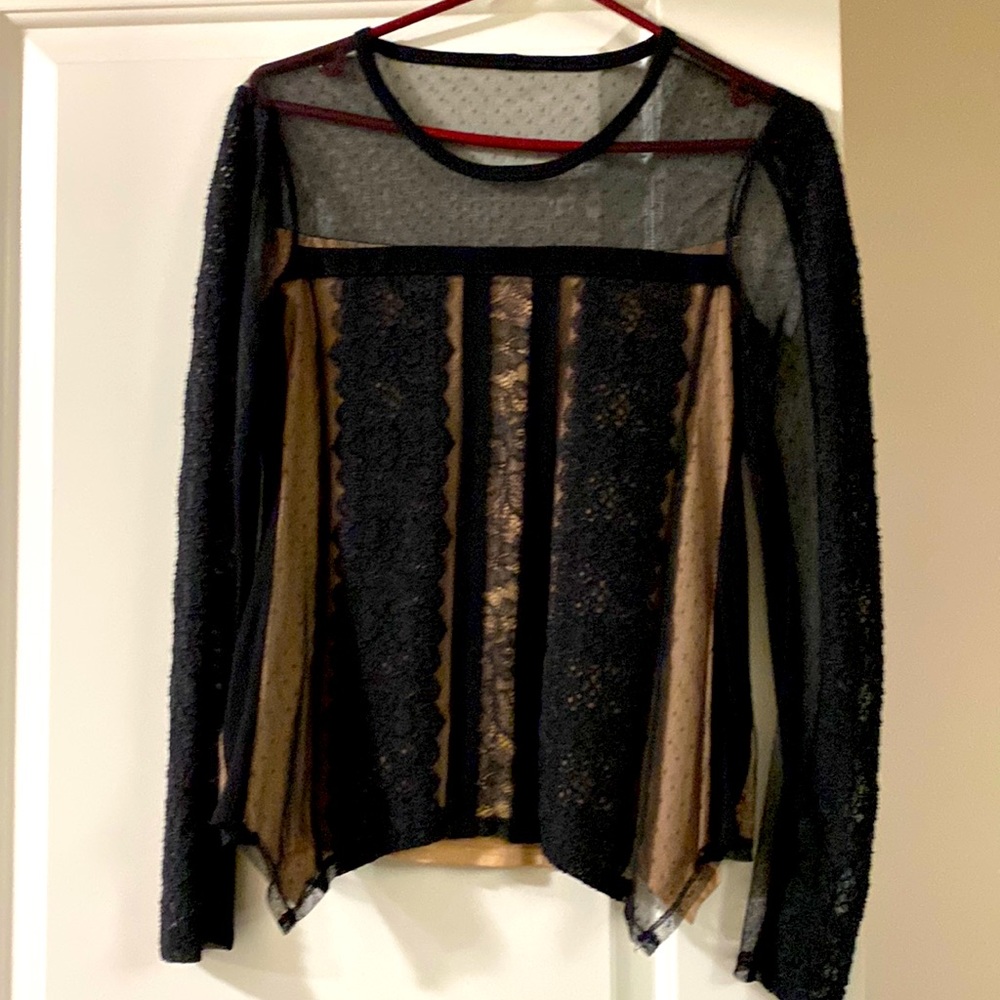BCBG MAX AZRIA BLACK SHEER TOP